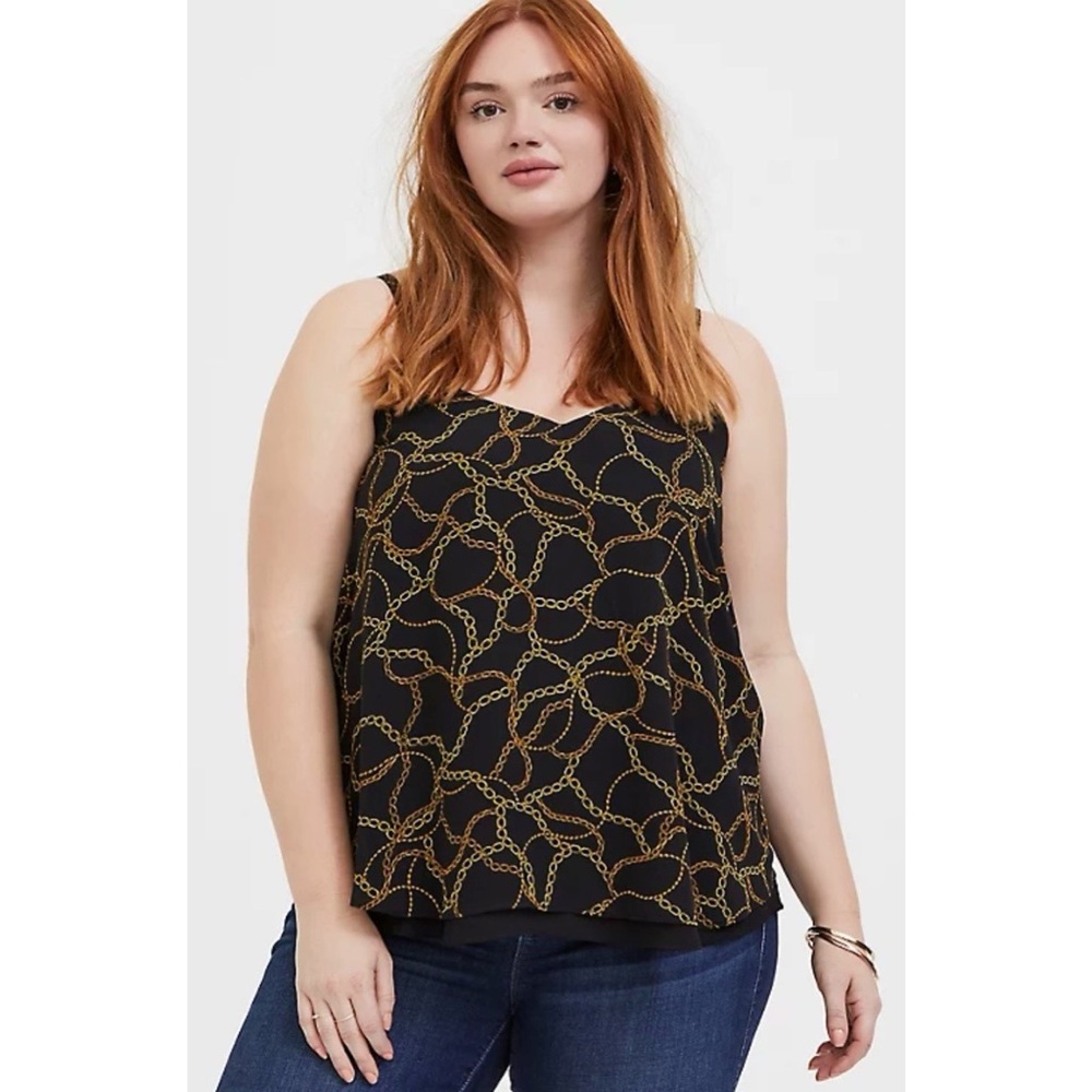 BLACK CHAIN PRINT DOUBLE LAYER CAMI